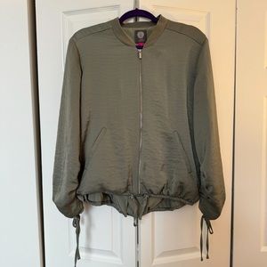 Vince Camuto Green Satin Bomber Jacket